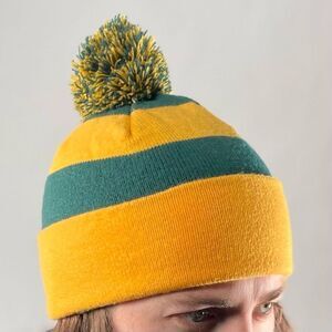 Cejon Unisex Classic Winter Pom Pom Cuff Beanie | Green Yellow‎